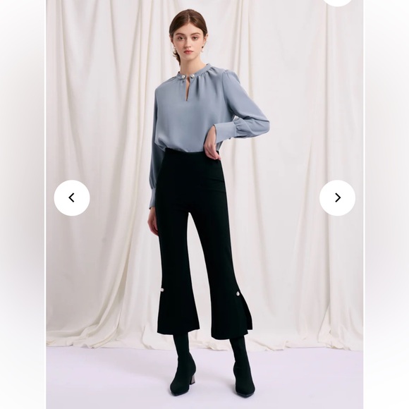 Petite Studio Blue Blouse with Pearl Accents - Picture 6 of 7